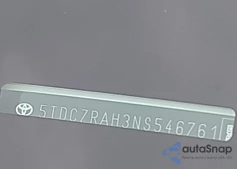 2022 Toyota Highlander L из США, поврежденный, VIN 5TDCZRAH3NS546761